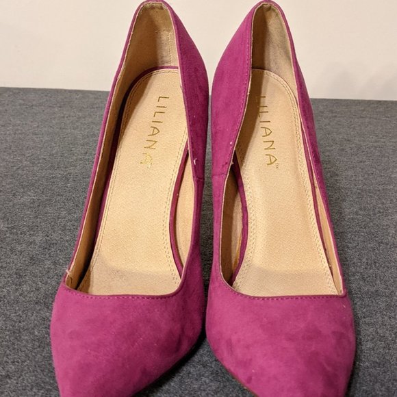 Liliana Pink Suede Pump Heels - Picture 2 of 8